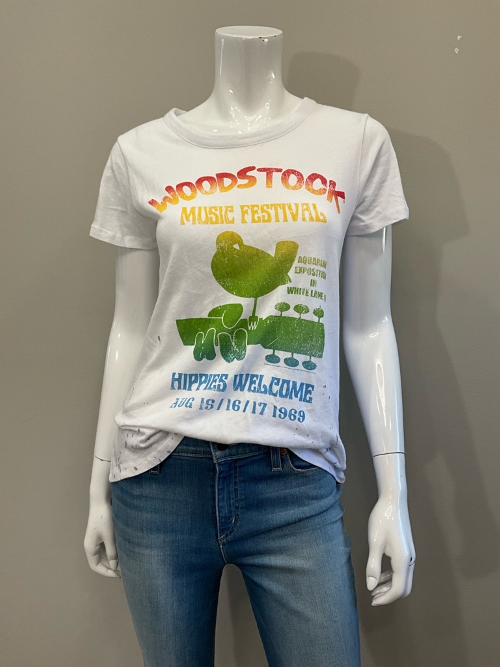 Chaser Woodstock Music Festival Graphic Tee - White with Rainbow Print